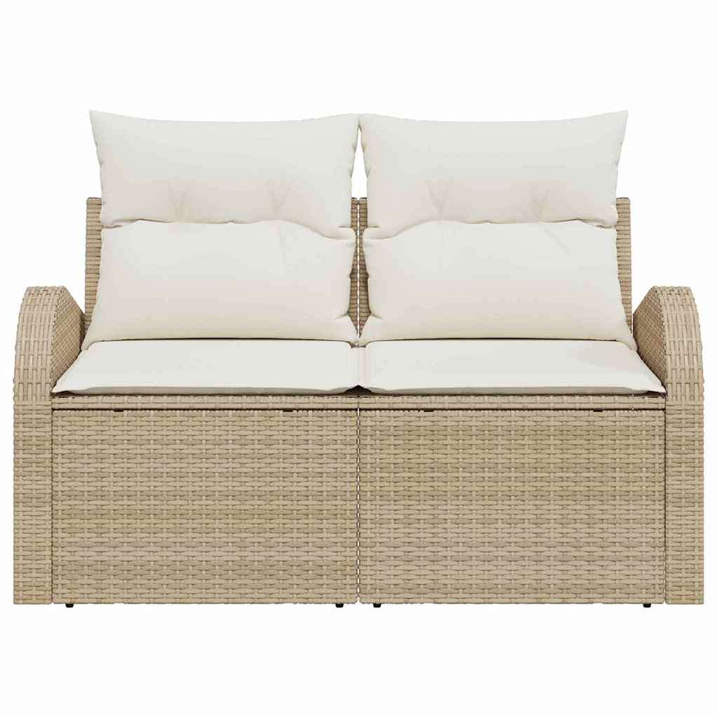 Gartensofa mit Kissen Beige 124 x 62 x 69cm Poly-Rattan